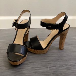 Nine West cork black heels
